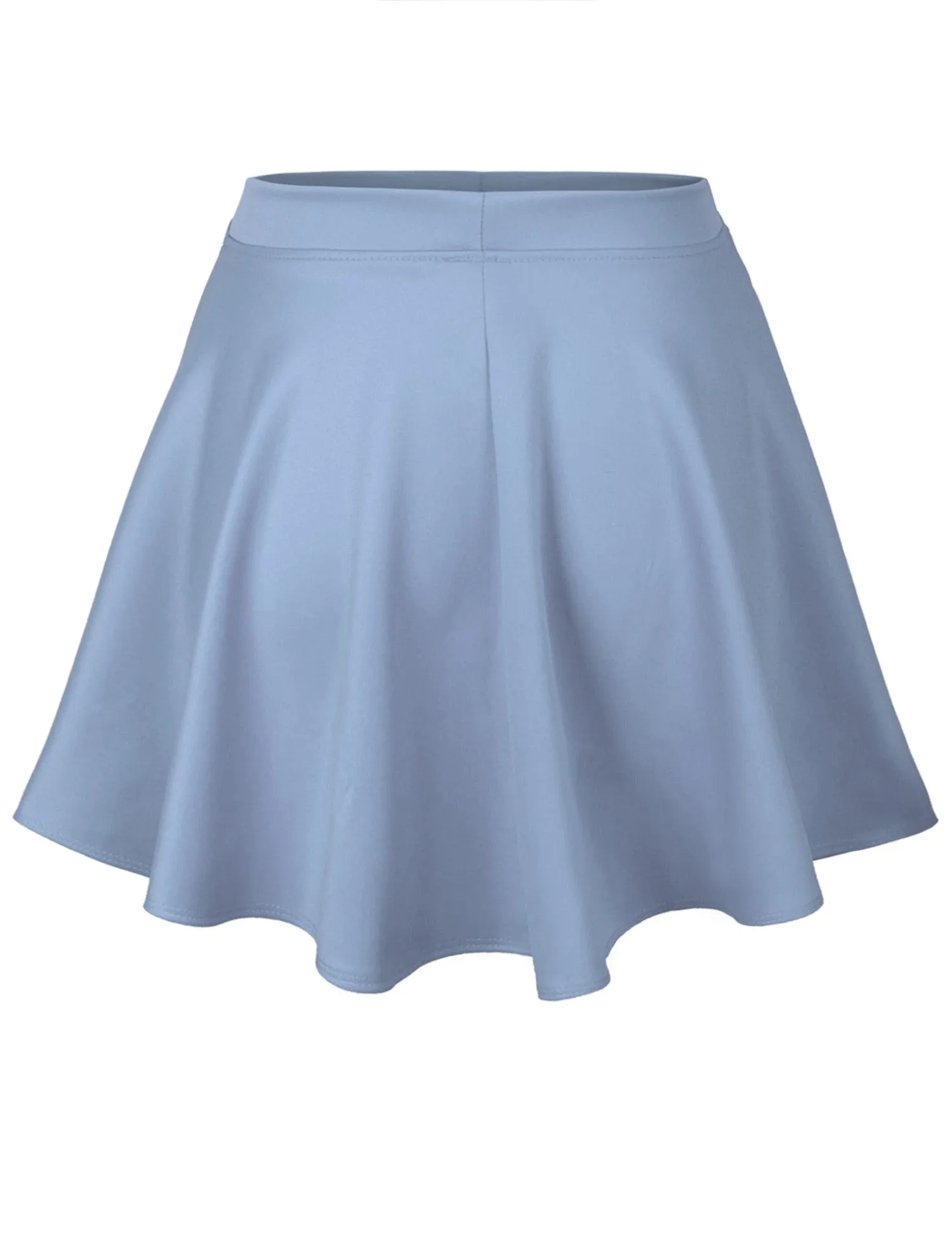 Basic Solid Versatile Stretchy Flared Casual Mini Skater Skirt