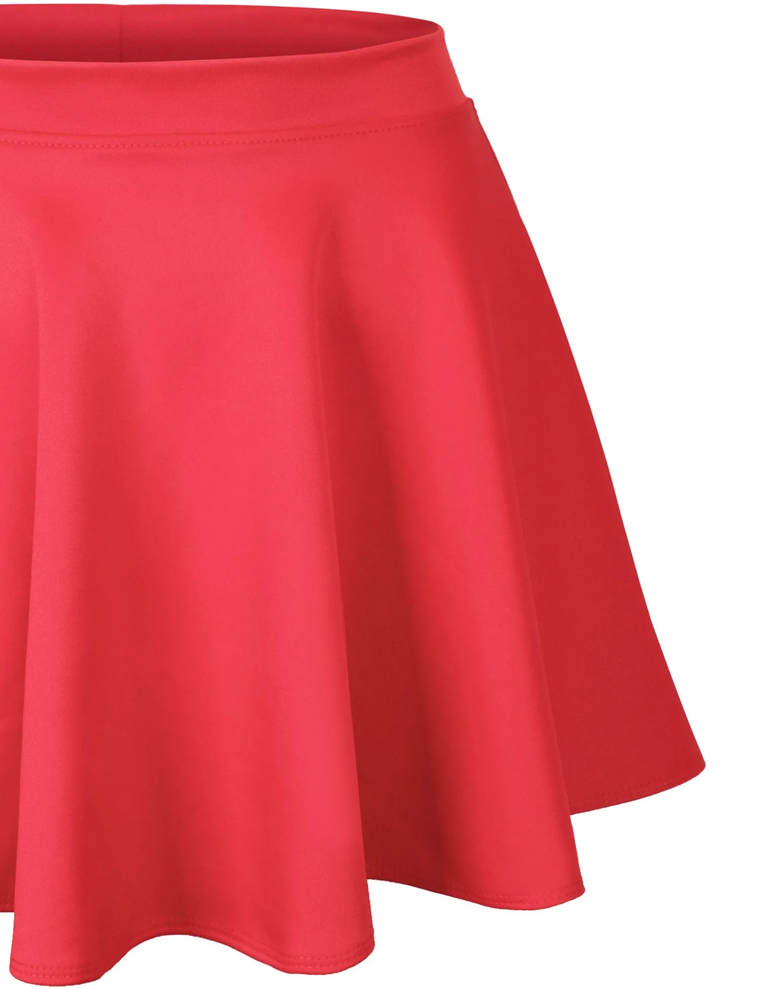 Basic Solid Versatile Stretchy Flared Casual Mini Skater Skirt