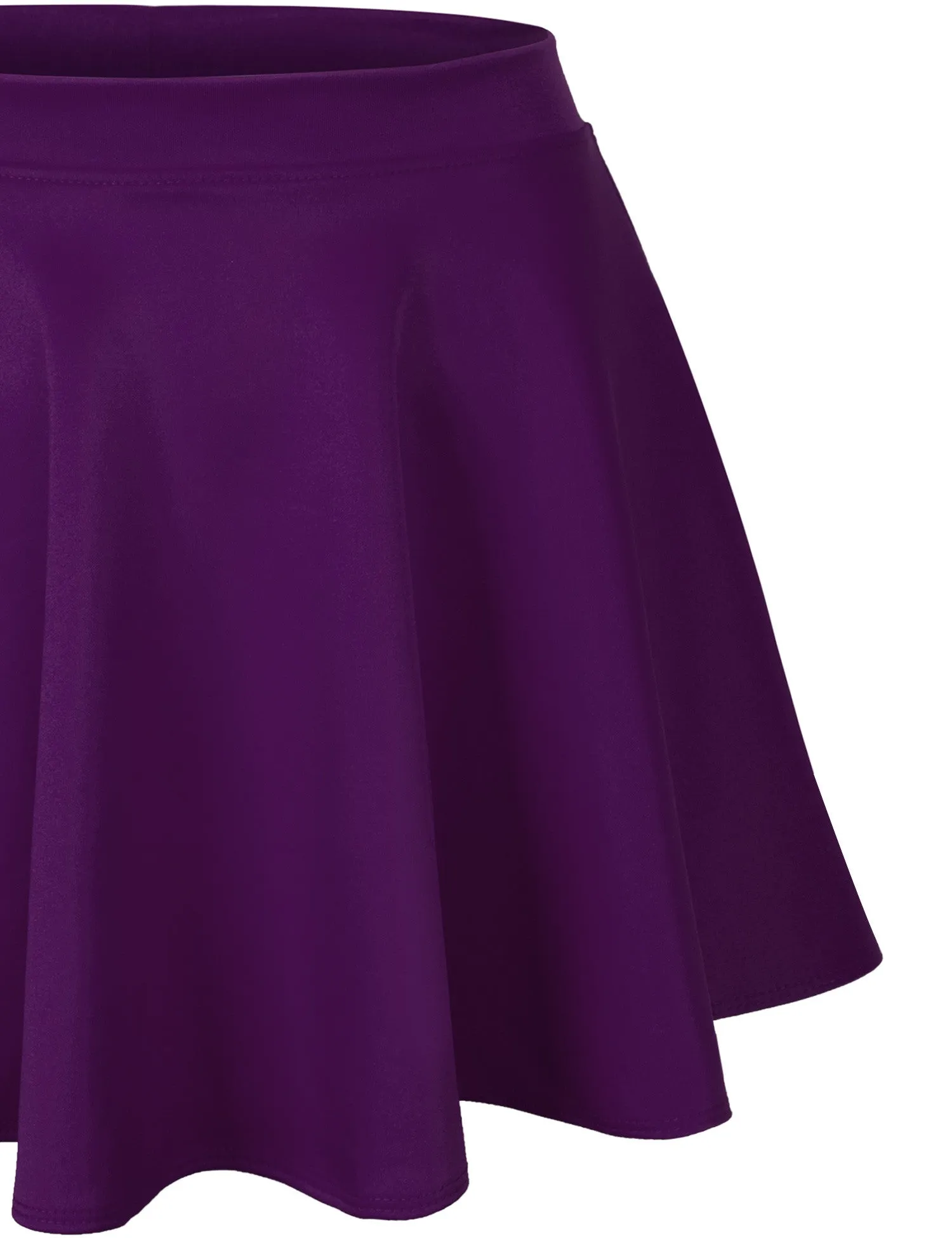Basic Solid Versatile Stretchy Flared Casual Mini Skater Skirt