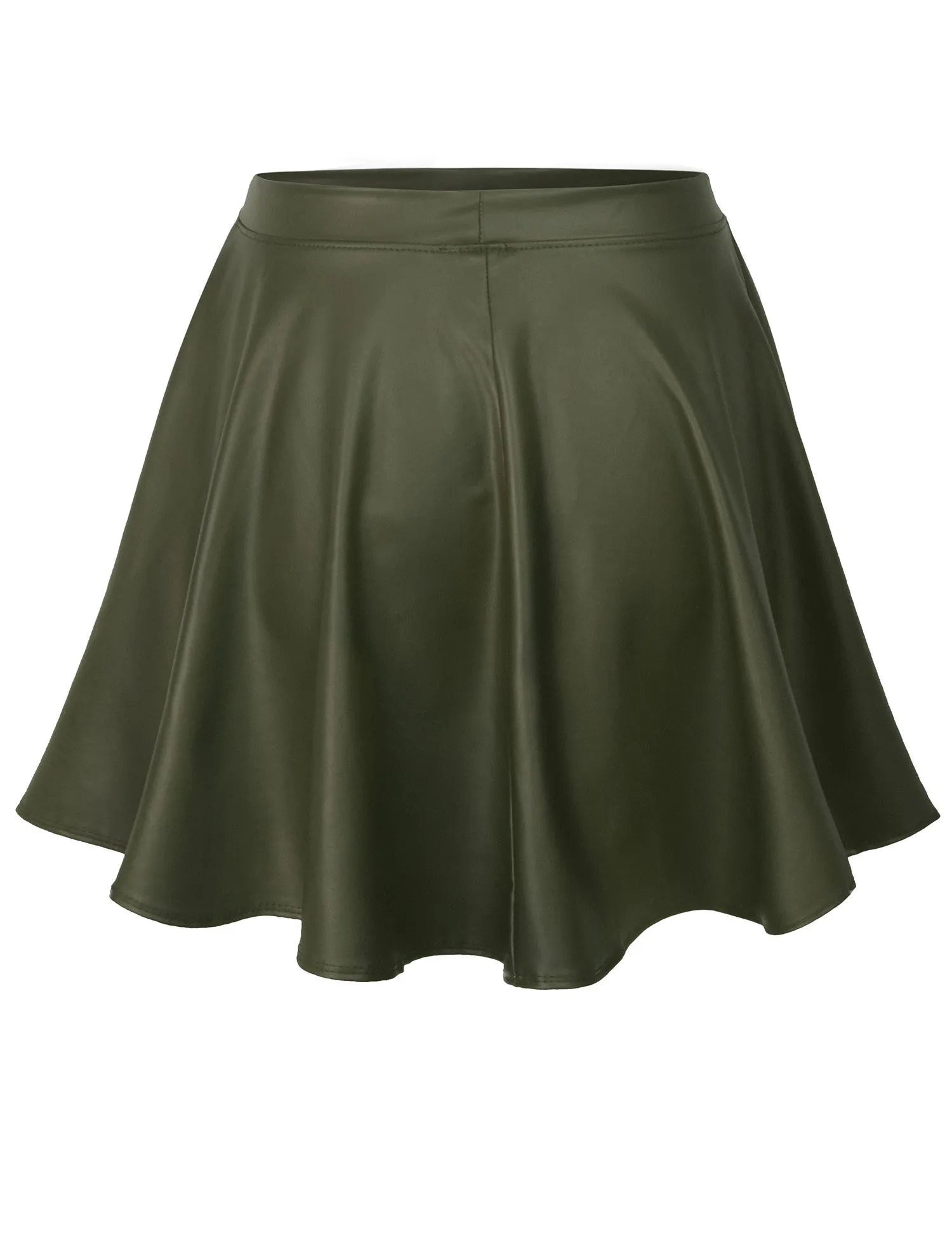 Basic Solid Versatile Stretchy Flared Casual Mini Skater Skirt