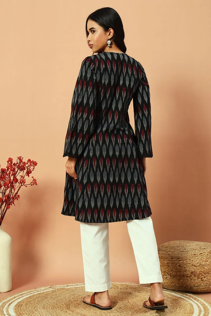 Black Ikat Tassel Detail Kurta