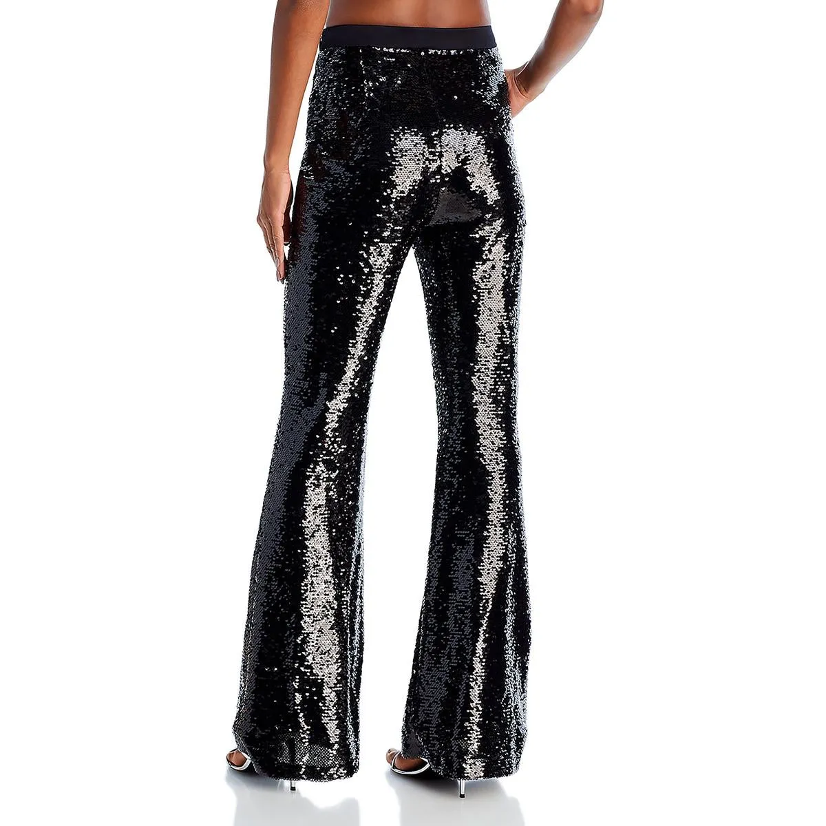 Cinq a Sept Womens Amy Sequin High-Rise Flared Pants