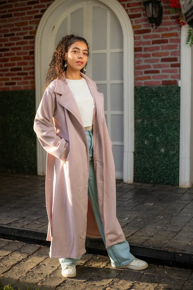 Classic Tweed Wool Wide Collar Coat
