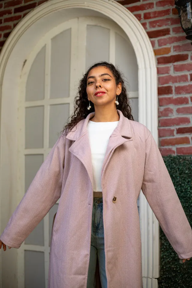 Classic Tweed Wool Wide Collar Coat