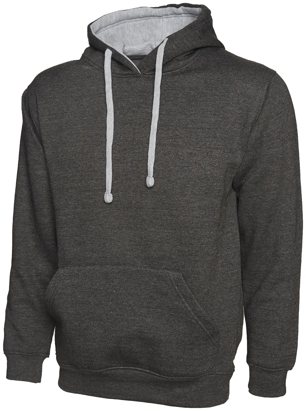 Contrast Hooded Sweatshirt  | Charcoal/Heather Grey