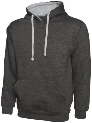 Contrast Hooded Sweatshirt  | Charcoal/Heather Grey