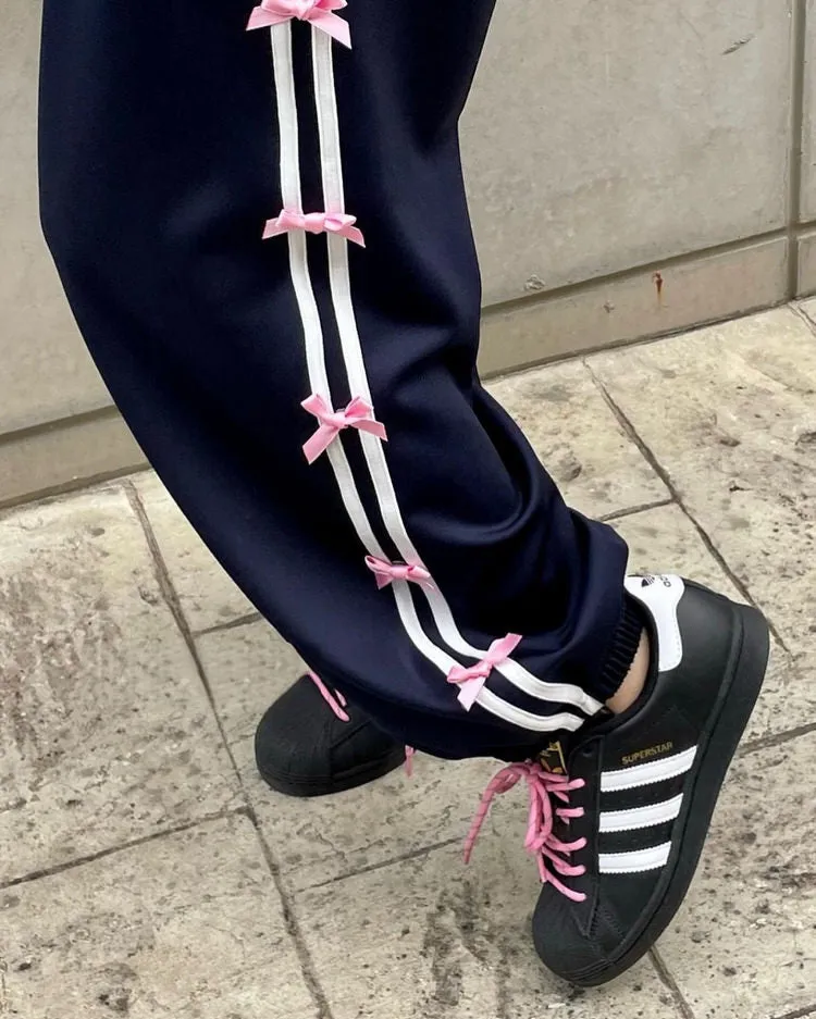 Coquette Bows Side Stripe Pants