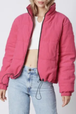 Corduroy Contrast Zipper Quilted Jacket