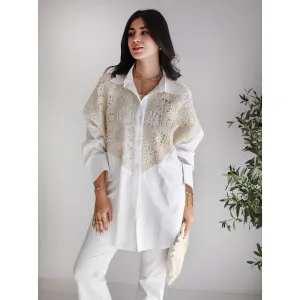 Crochet patched buttoned shirt