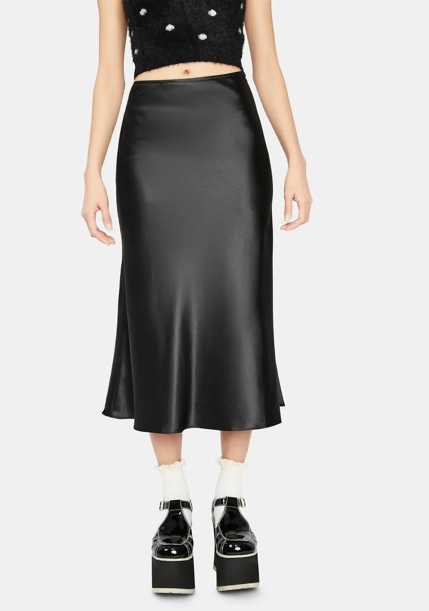 Dark For The Record Satin Midi Skirt
