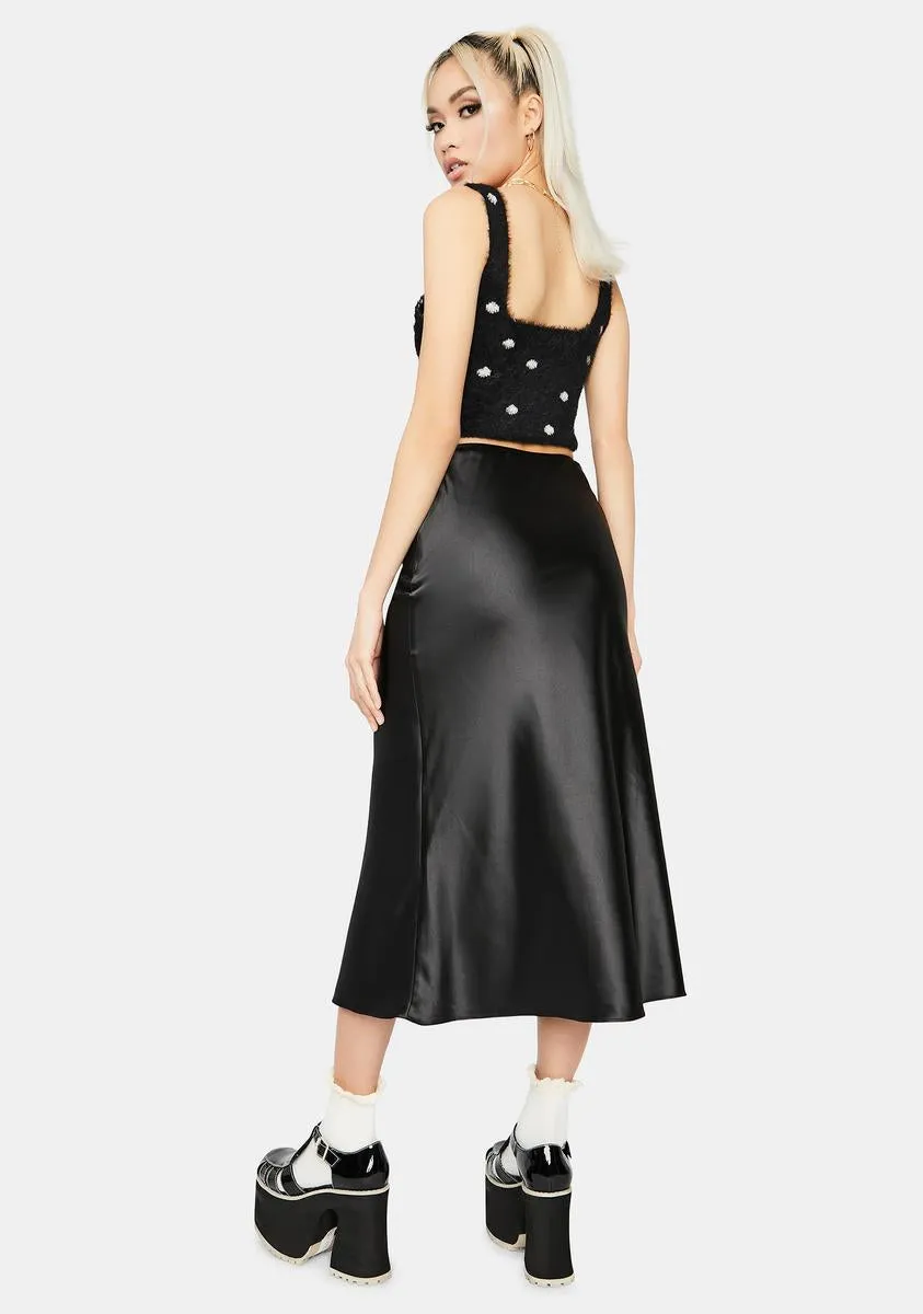 Dark For The Record Satin Midi Skirt