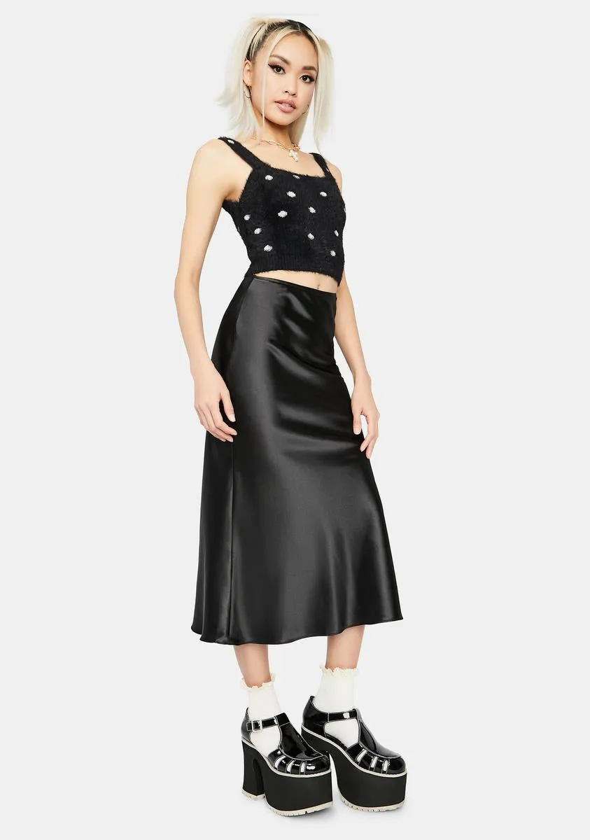 Dark For The Record Satin Midi Skirt