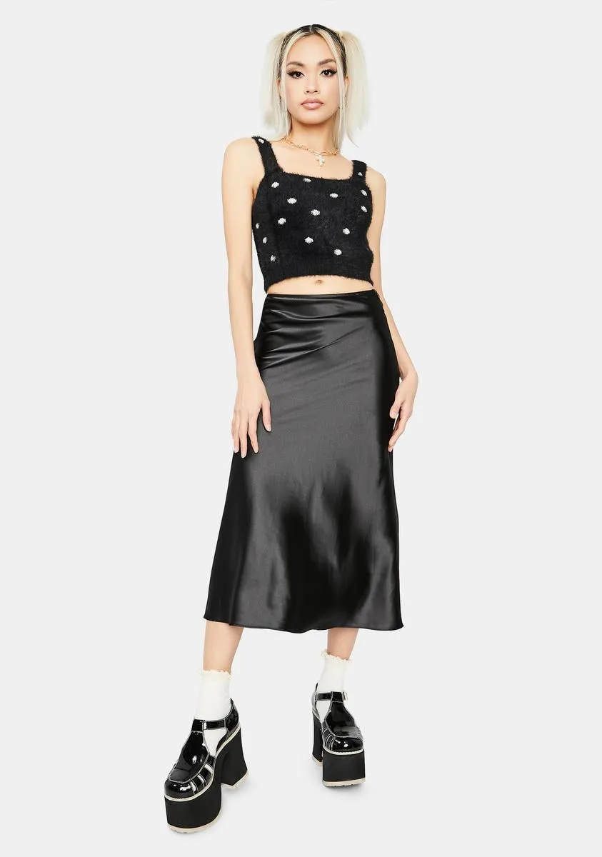 Dark For The Record Satin Midi Skirt
