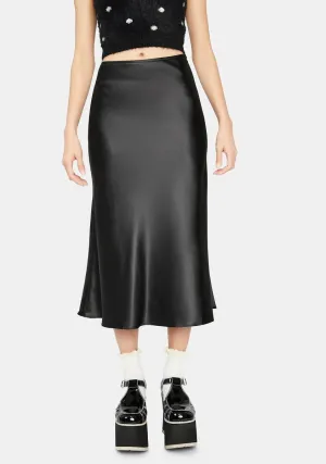 Dark For The Record Satin Midi Skirt
