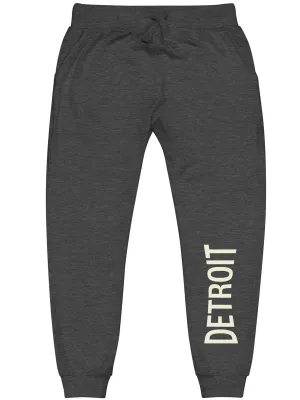 Detroit Champ Premium Unisex Fleece Sweatpants - Charcoal Heather / Soft Cream