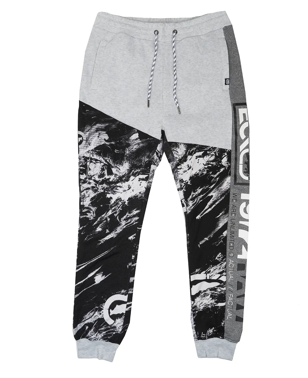ECKO UNLTD FLEECE JOGGER PANTS WHT MARLED/BLK - EO12G740