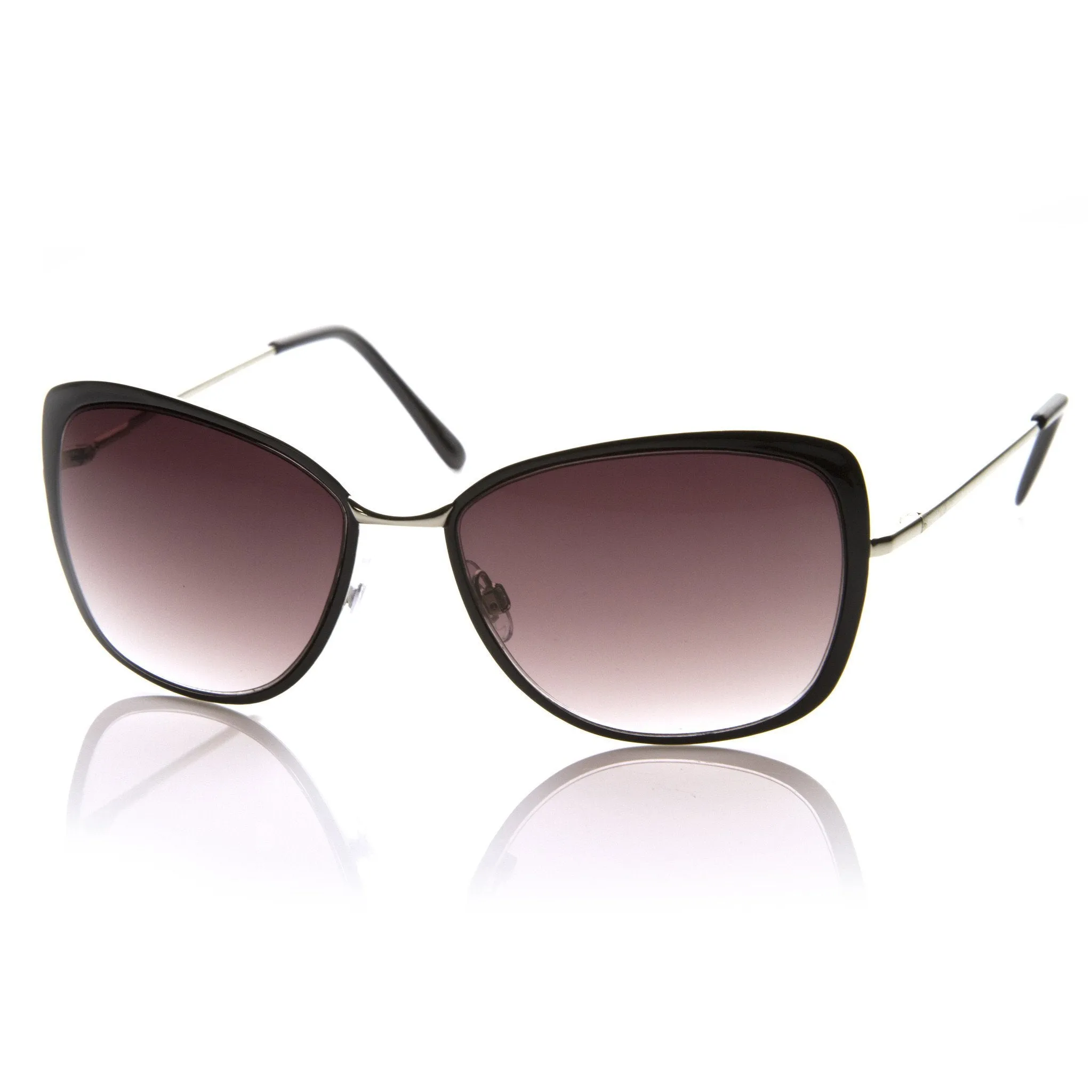 Elegant Oversize Square Fashion Cat Eye Metal Sunglasses 8697