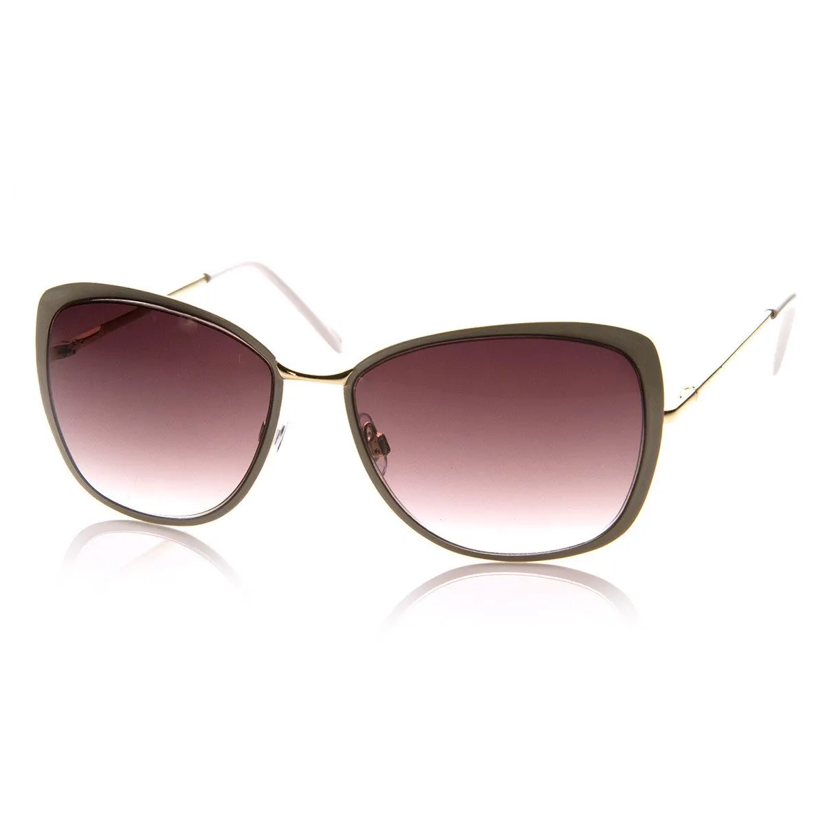 Elegant Oversize Square Fashion Cat Eye Metal Sunglasses 8697