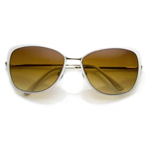 Elegant Oversize Square Fashion Cat Eye Metal Sunglasses 8697