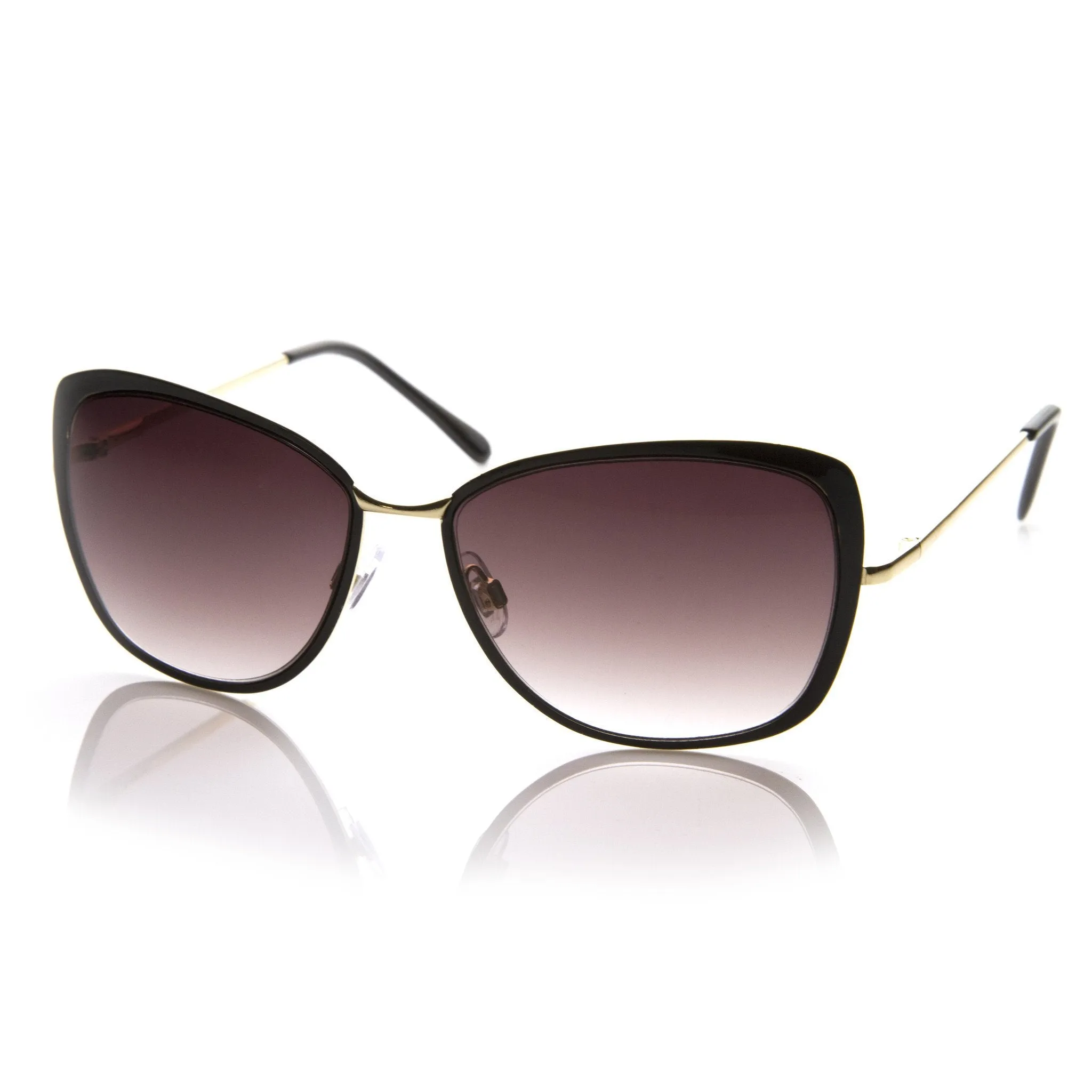 Elegant Oversize Square Fashion Cat Eye Metal Sunglasses 8697
