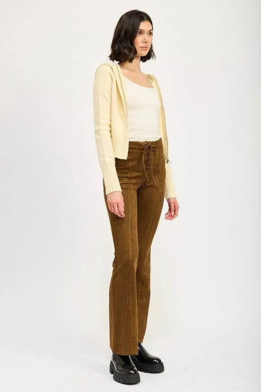 Emory Park Lace Up Suede Flared Pants