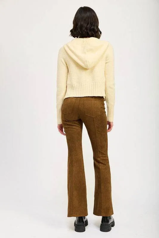 Emory Park Lace Up Suede Flared Pants