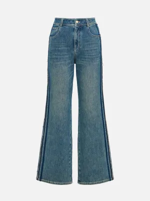 EP YAYING Color-Blocked Rhinestone Jeans