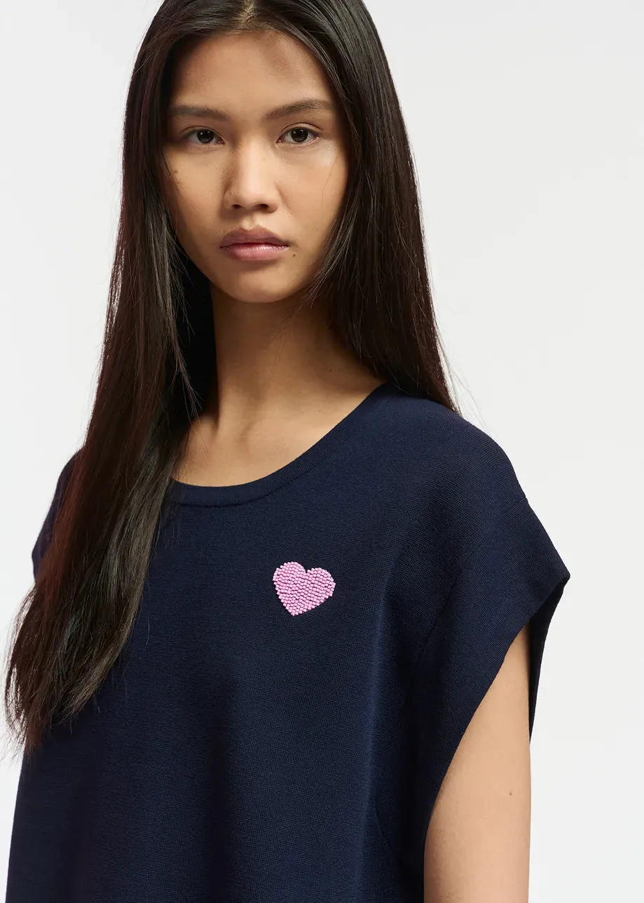 Esfigeas Essentiel Beaded Heart Knit Top