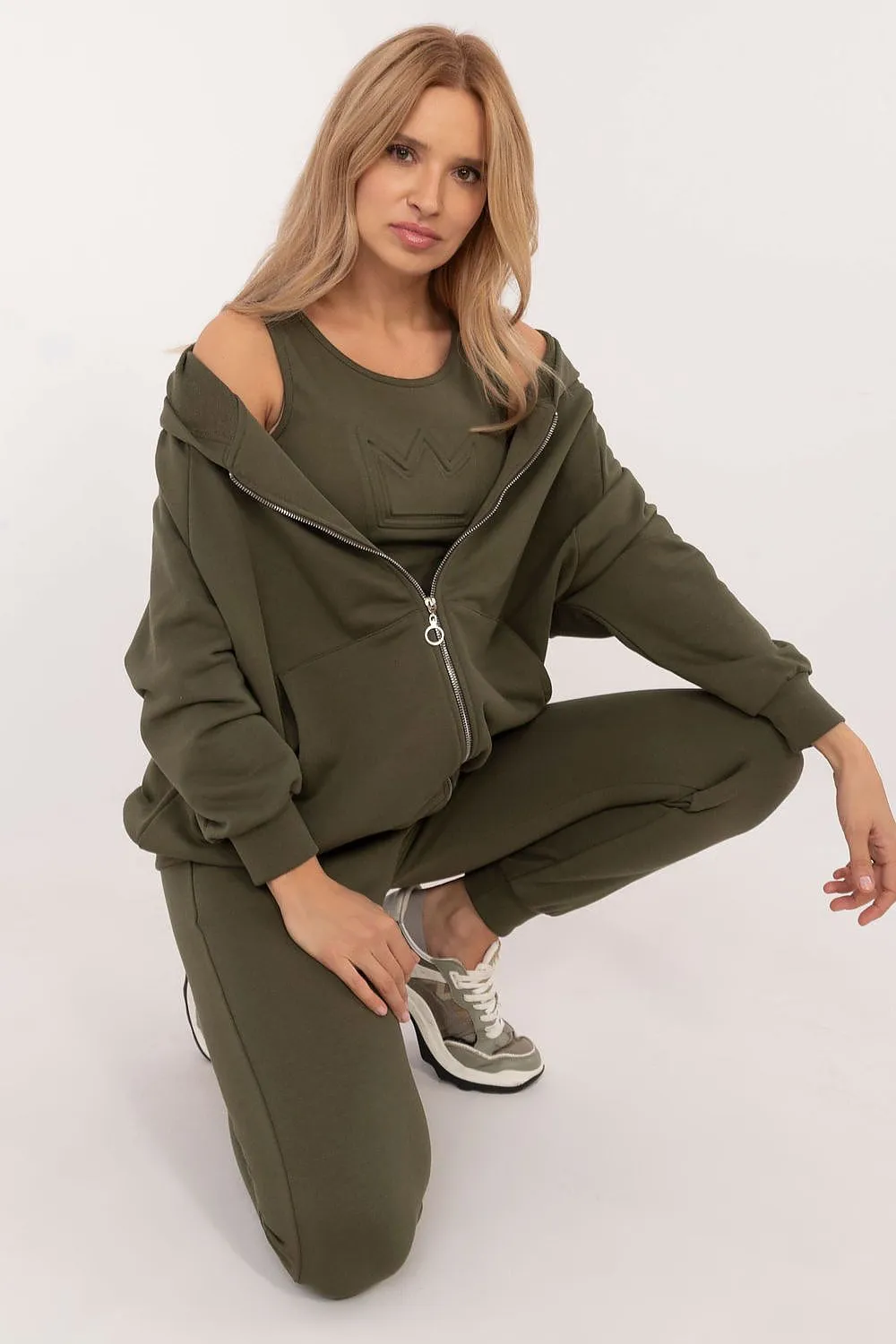 Factory Price Crown Embossed Three Piece Sweat Lounge Set