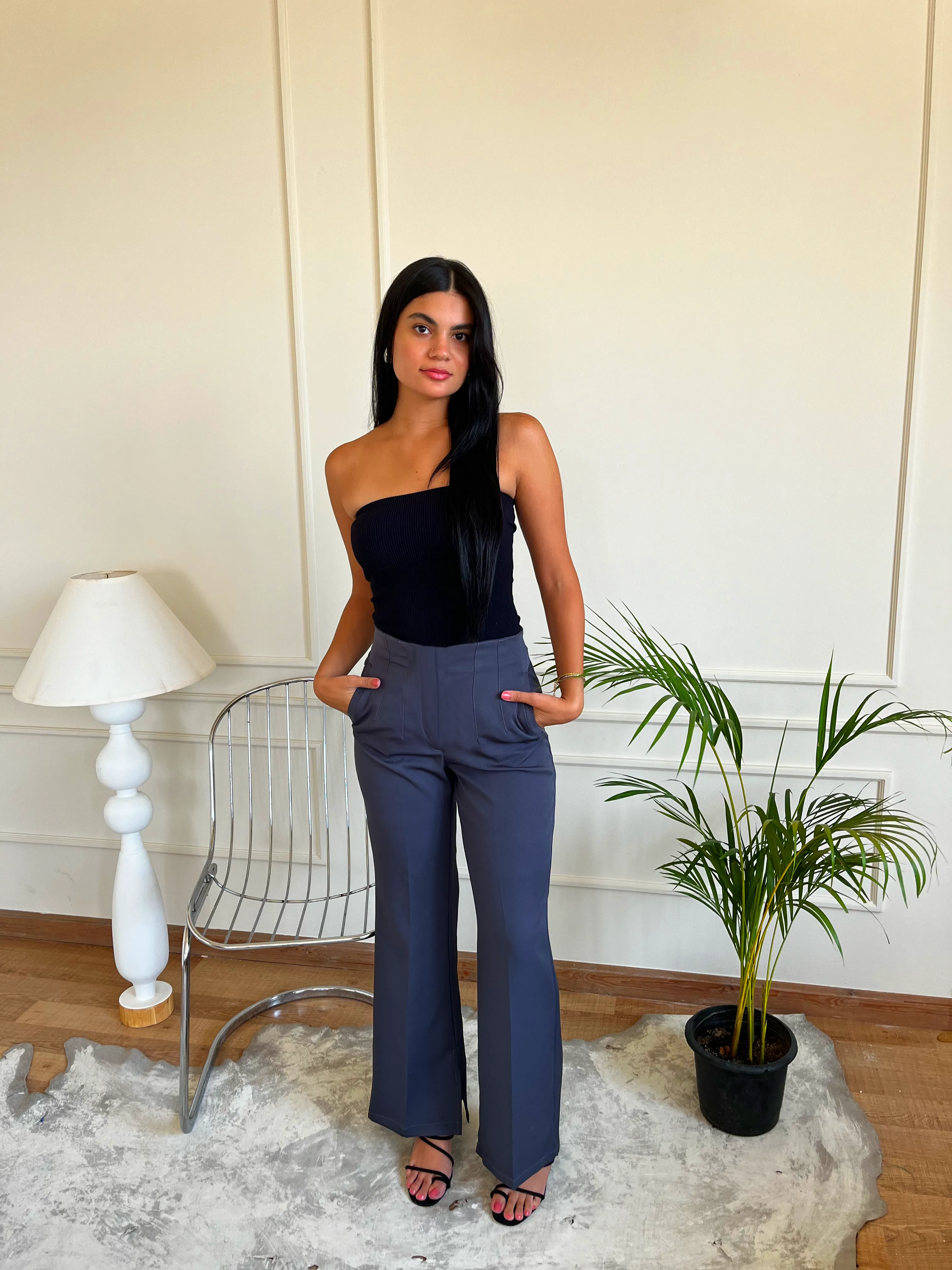 FLARED PANTS GREY