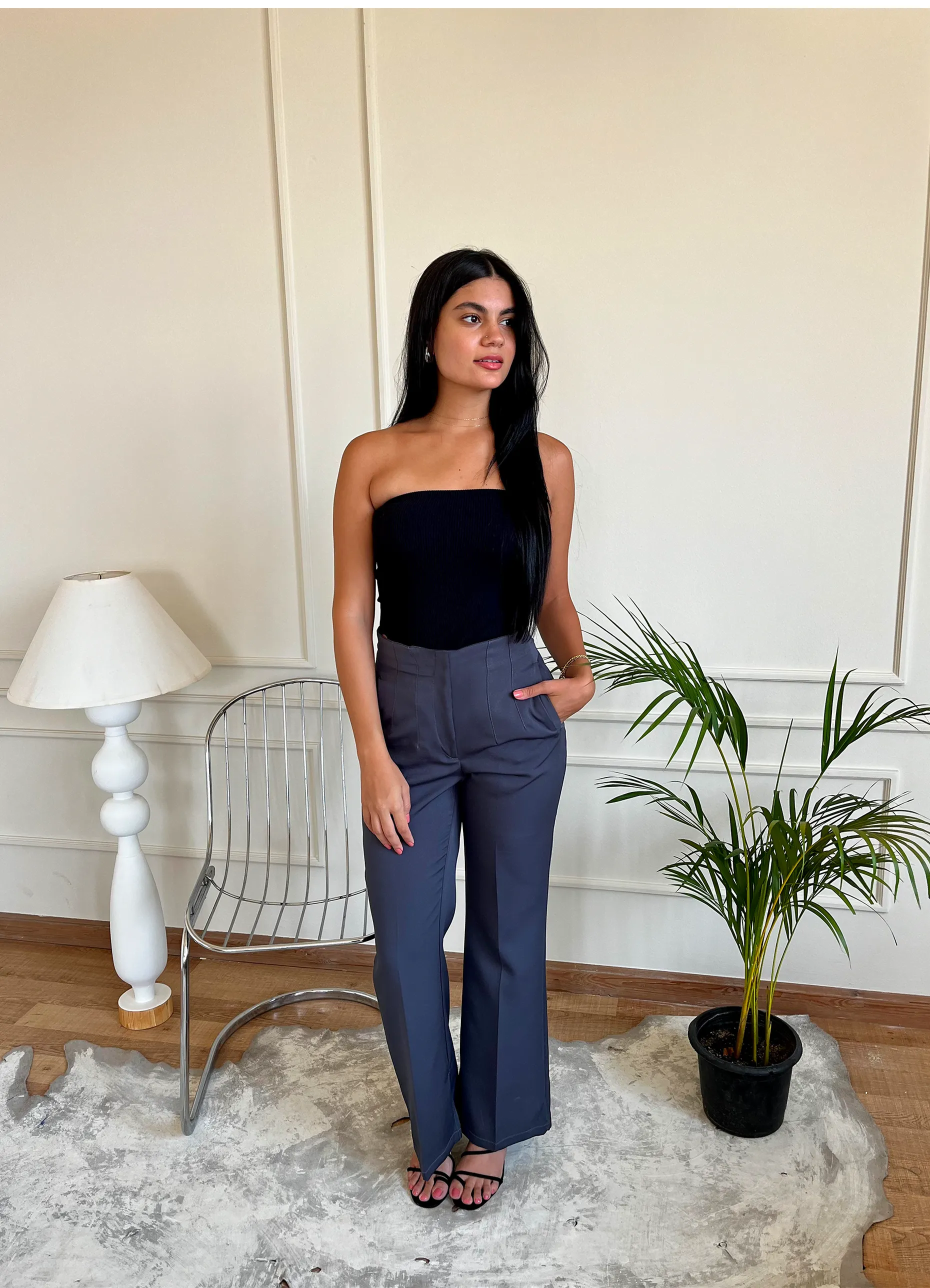 FLARED PANTS GREY