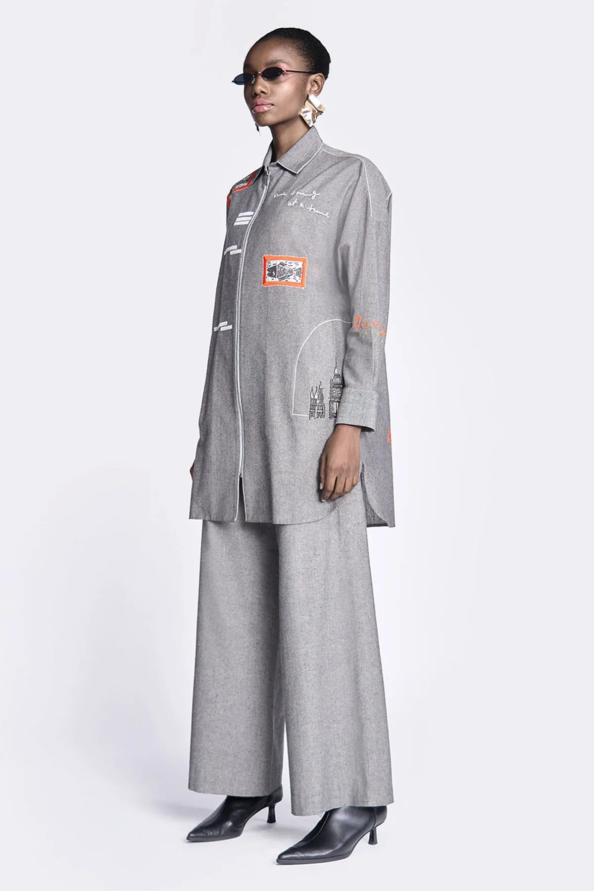 Flared Pants of (Fish Patch Overshirt)