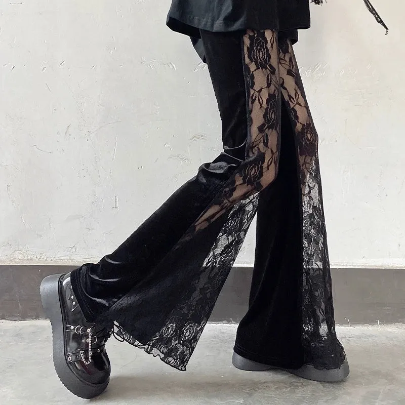 Flared Sheer Lace Gothic Pants