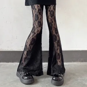 Flared Sheer Lace Gothic Pants
