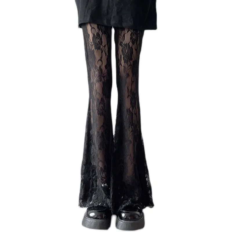 Flared Sheer Lace Gothic Pants