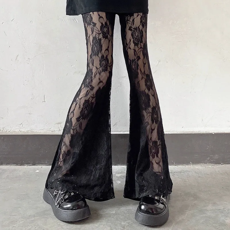 Flared Sheer Lace Gothic Pants