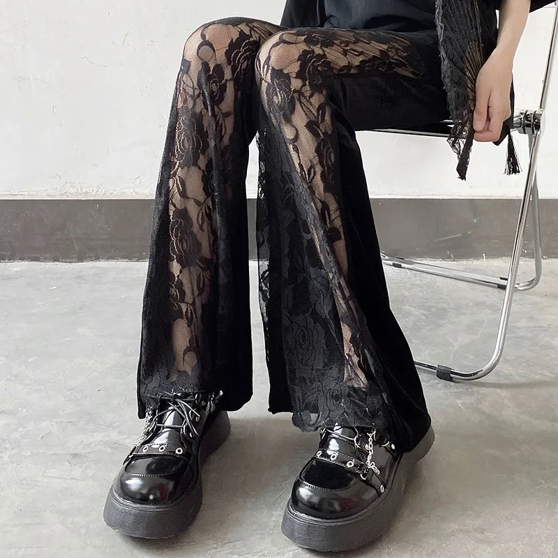 Flared Sheer Lace Gothic Pants