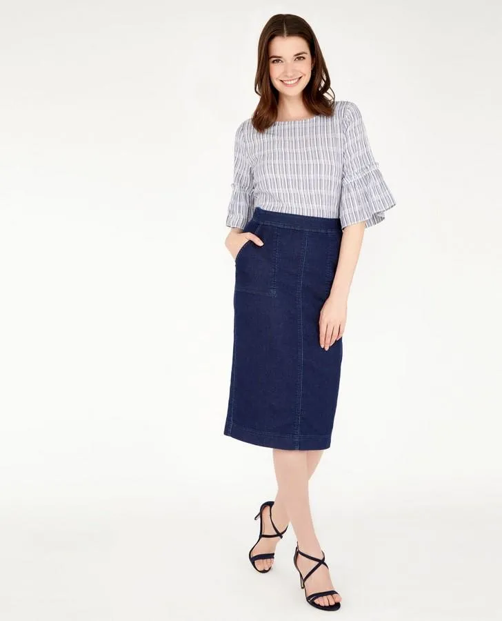 Flared Sleeve Crinkle Stripe Top