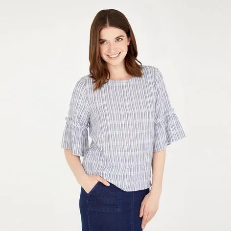 Flared Sleeve Crinkle Stripe Top