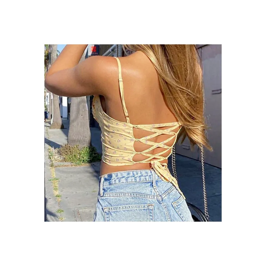 Floral Sin Lace Up Top