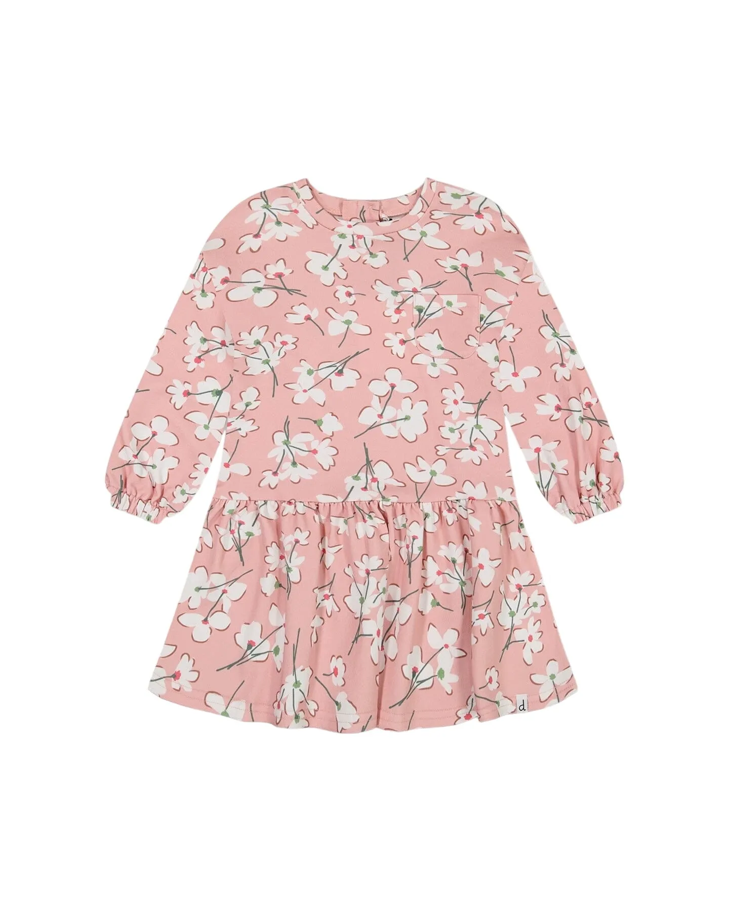 French Terry Dress Pink Jasmine Flower Print