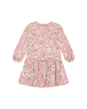 French Terry Dress Pink Jasmine Flower Print
