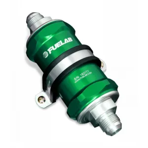FUELAB 81804-6 In-Line Fuel Filter (12AN in/out, 3 inch 10 micron paper element) Green