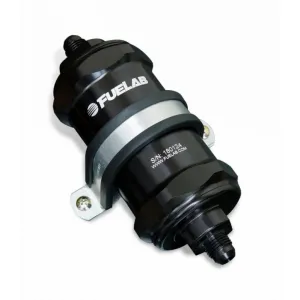 FUELAB 81811-1 In-Line Fuel Filter (6AN in/out, 3 inch 40 micron stainless steel element) Black