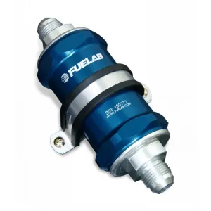 FUELAB 81811-3 In-Line Fuel Filter (6AN in/out, 3 inch 40 micron stainless steel element) Blue