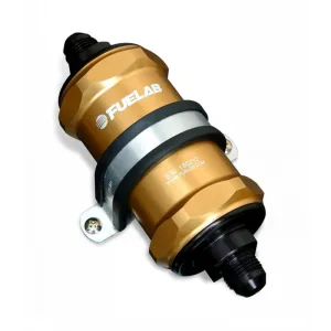 FUELAB 81834-5 In-Line Fuel Filter (12AN in/out, 3 inch 6 micron fiberglass element) Gold