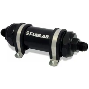 FUELAB 82803-1 In-Line Fuel Filter (10AN in/out, 5 inch 10 micron paper element) Black