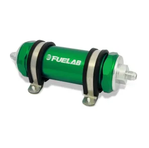 FUELAB 82812-6 In-Line Fuel Filter (8AN in/out, 5 inch 40 micron stainless steel element) Green