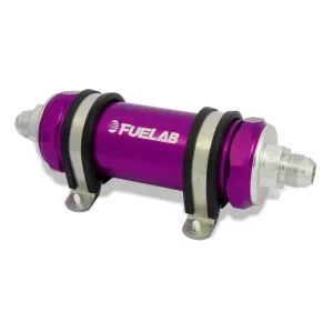 FUELAB 82833-4 In-Line Fuel Filter (10AN in/out, 5 inch 6 micron fiberglass element) Purple