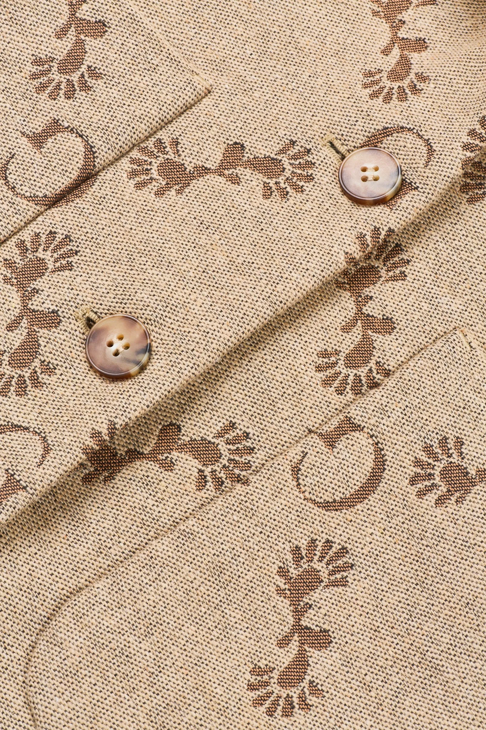 GANT  Toffee Beige Wool Jacquard Monogram Coat